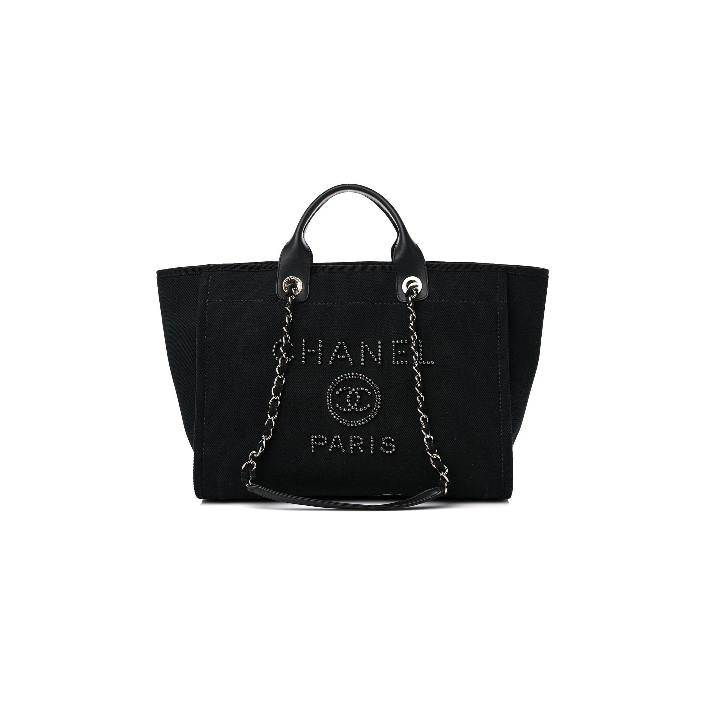 CHANEL CANVAS PEARL MEDIUM DEAUVILLE TOTE BLACK A57067 (33*28*16cm)